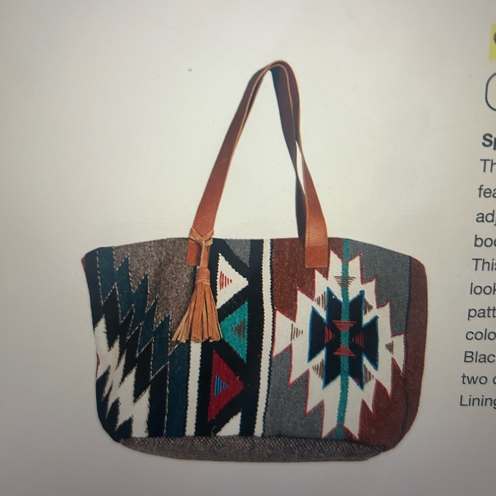 Scully Multicolor Aztec Tote with Brown Straps